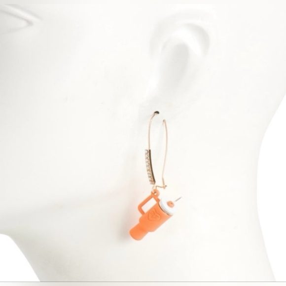 Betsey Johnson Orange Stanley cup earrings! - Picture 2 of 7